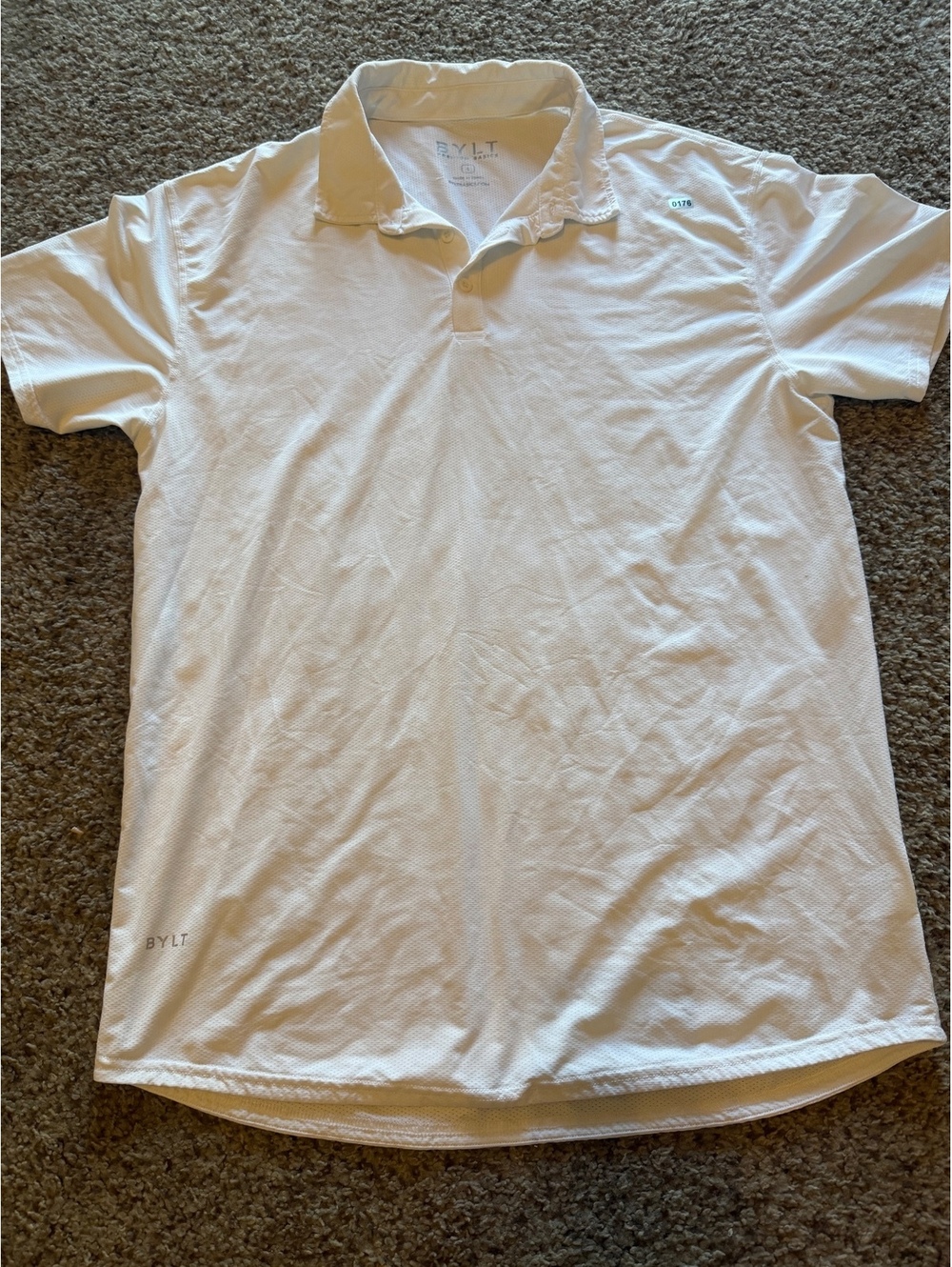 BYLT Premium Basics White Polo Shirt Size Large